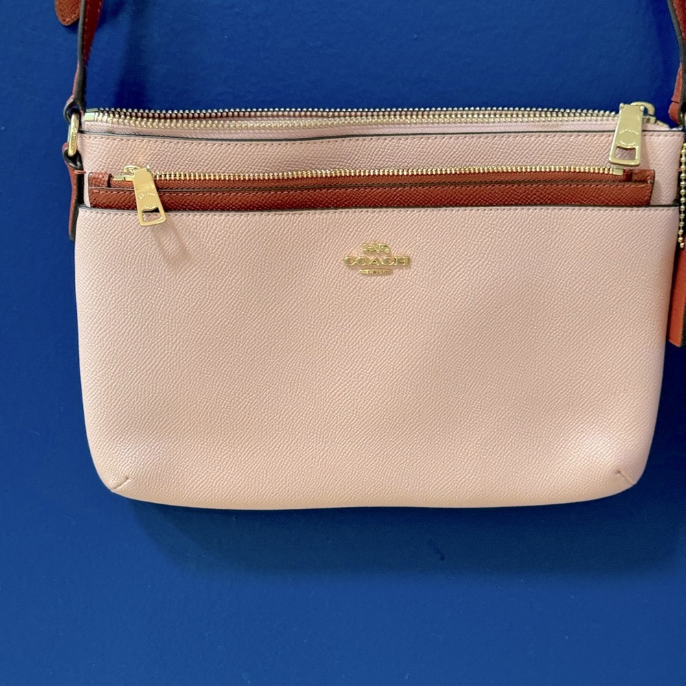 Coach Pink Crossbody with separate pouch Purse